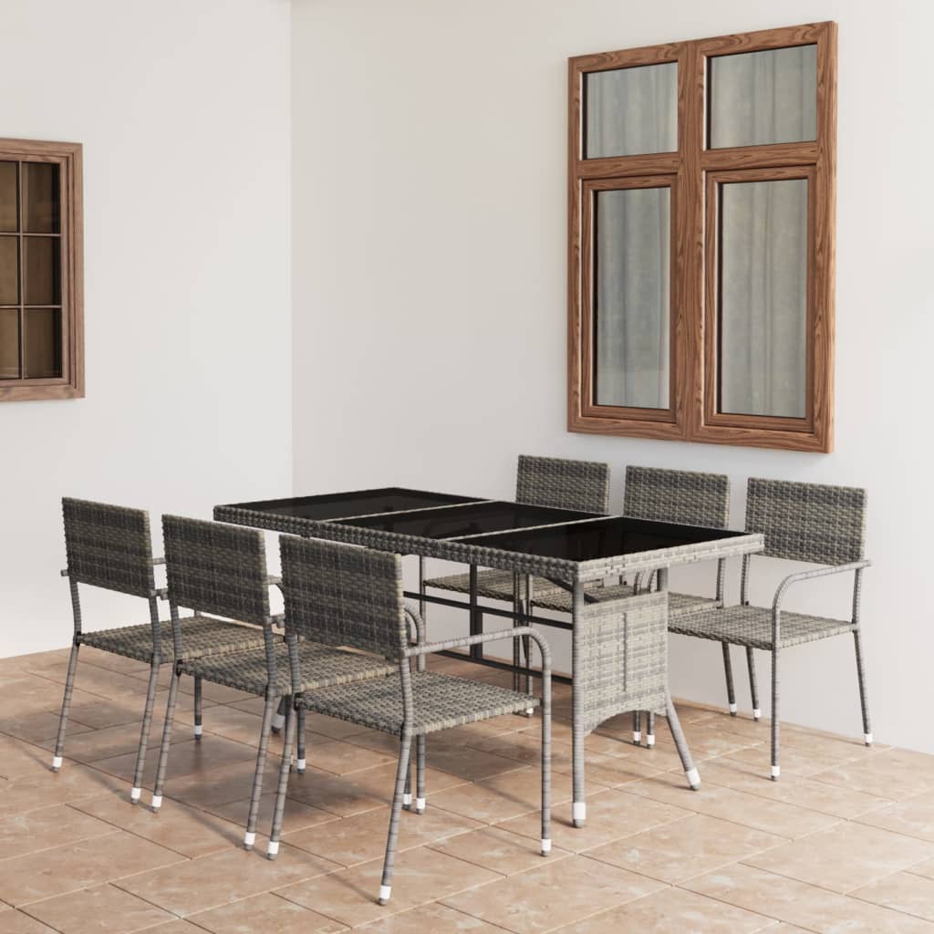 vidaXL 3-tlg. Garten-Essgruppe Poly Rattan Schwarz