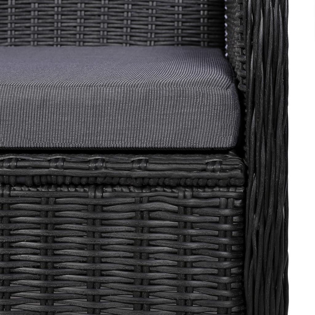 vidaXL 11-tlg. Garten-Essgruppe Poly Rattan Schwarz