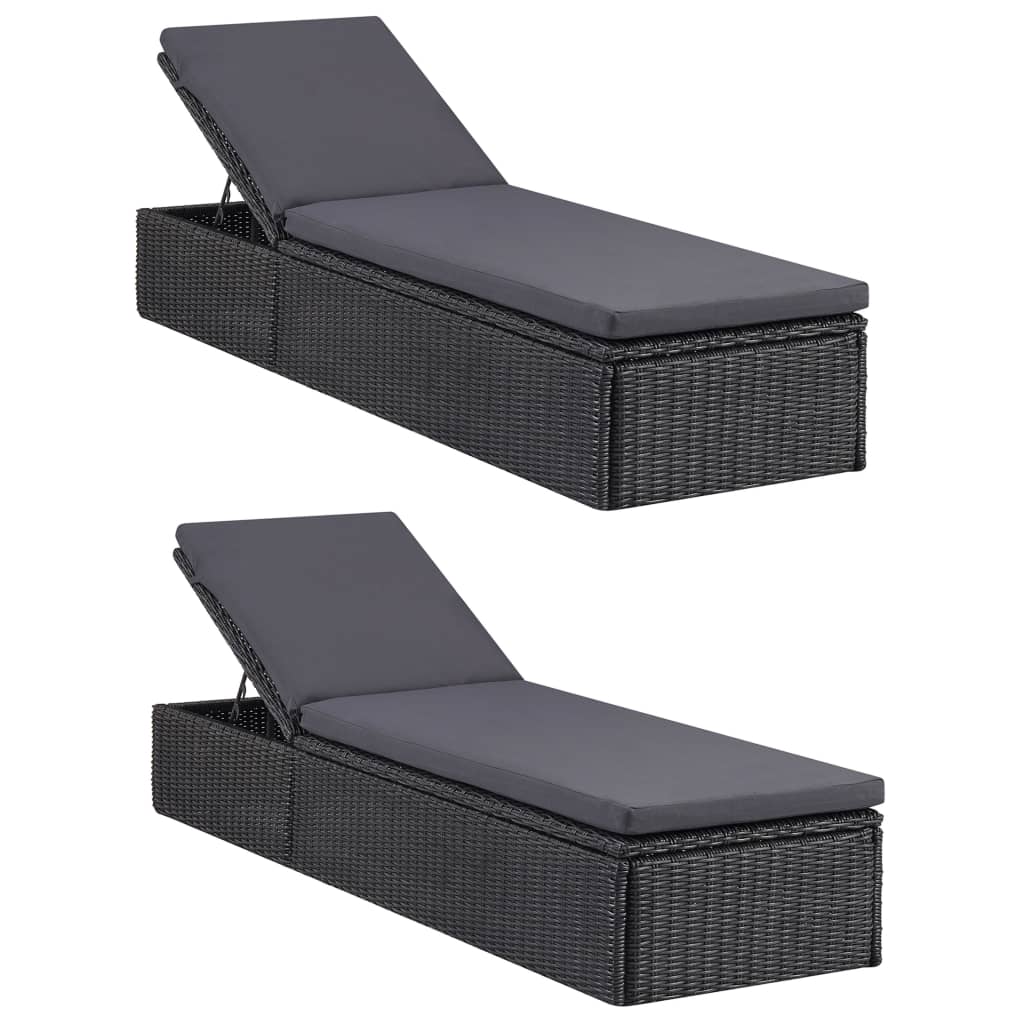 vidaXL 11-tlg. Garten-Essgruppe Poly Rattan Schwarz