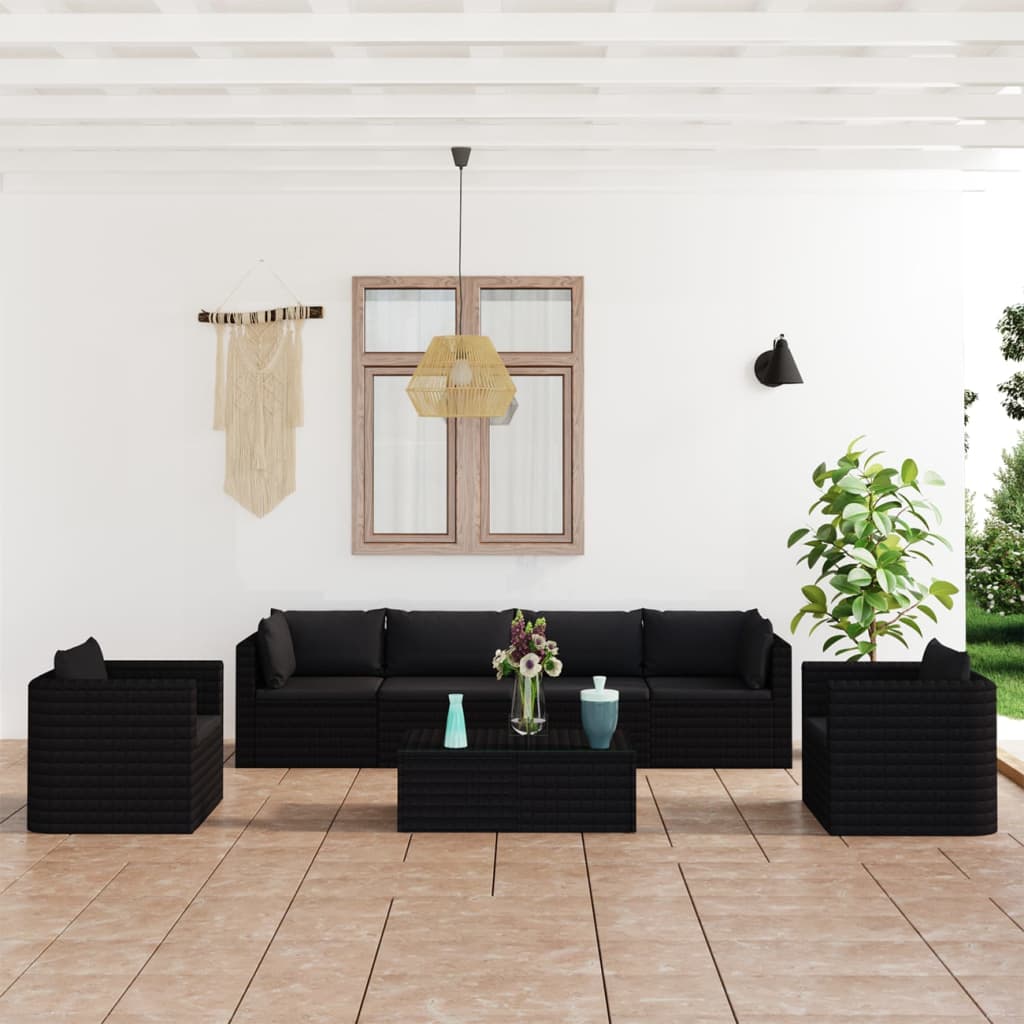 vidaXL 9-tlg. Garten-Lounge-Set mit Kissen Poly Rattan Grau