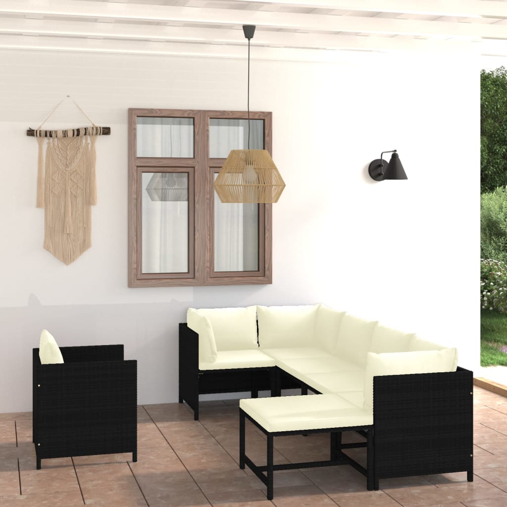 vidaXL 3-tlg. Garten-Lounge-Set mit Kissen Poly Rattan Grau