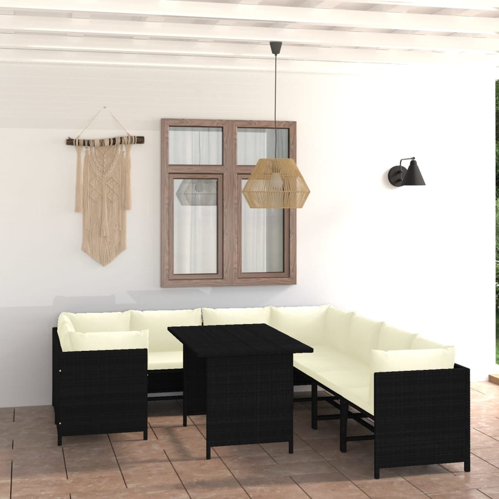 vidaXL 3-tlg. Garten-Lounge-Set mit Kissen Poly Rattan Grau