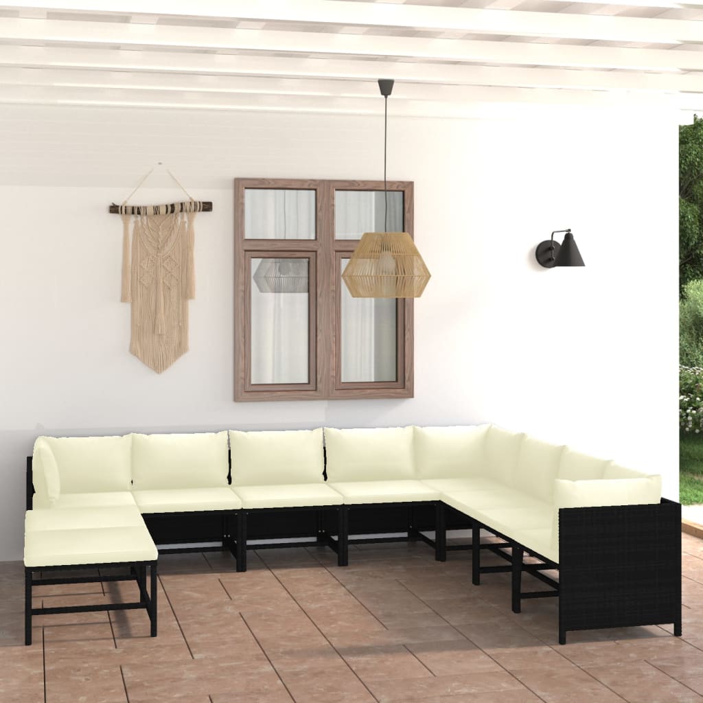 vidaXL 3-tlg. Garten-Lounge-Set mit Kissen Poly Rattan Grau
