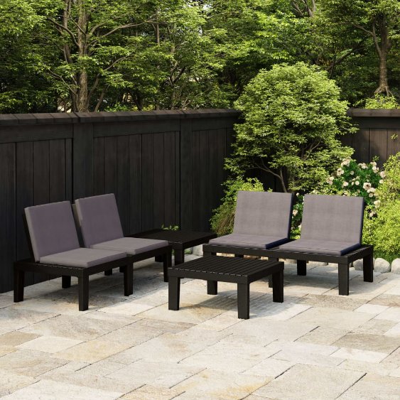 vidaXL 4-tlg. Garten-Lounge-Set mit Auflagen Kunststoff Weiß
