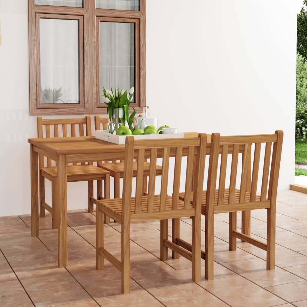 vidaXL 5-teiliges Garten-Ess-Set 150 x 90 cm Massivholz Teak