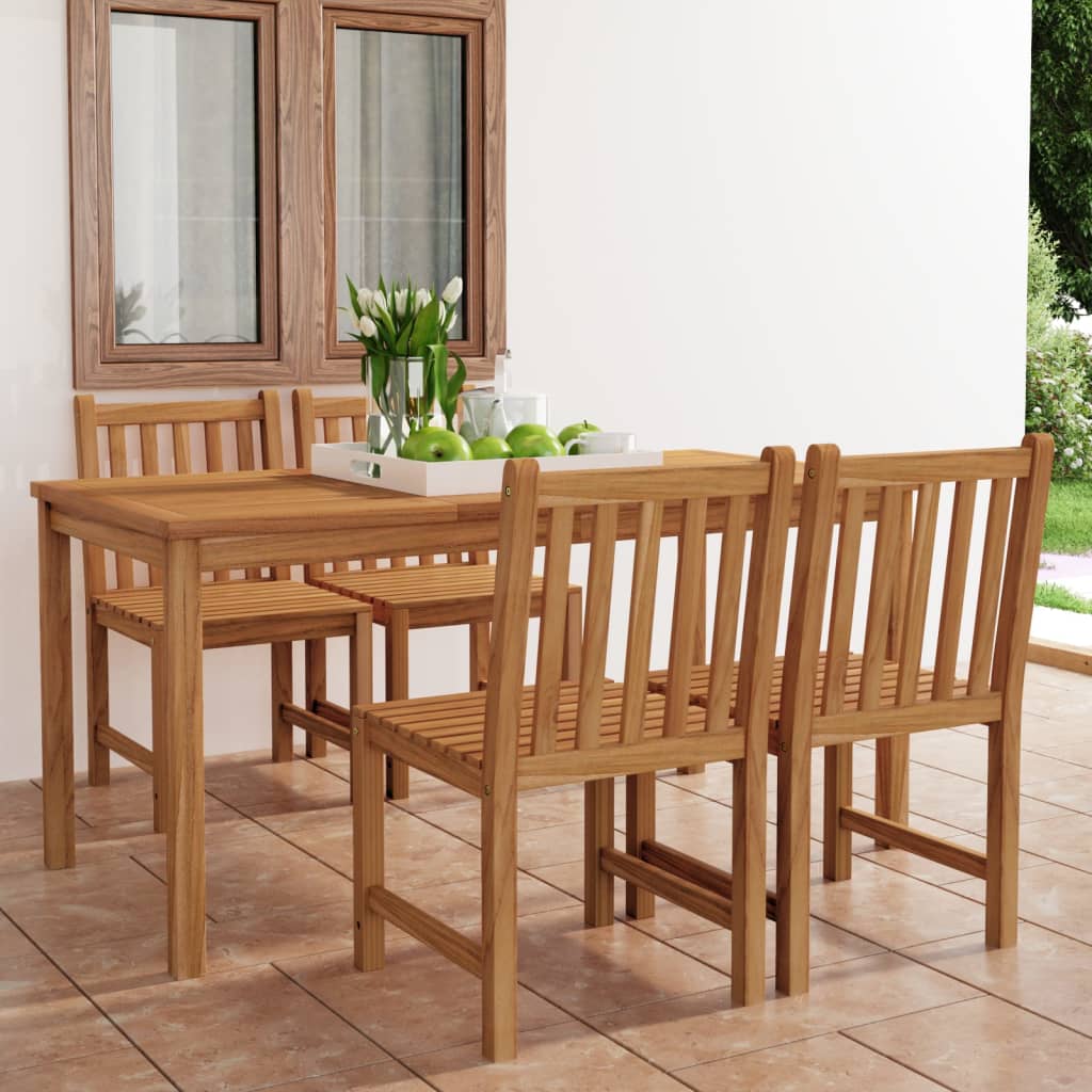 vidaXL 5-teiliges Garten-Ess-Set 160 x 80 cm Massivholz Teak