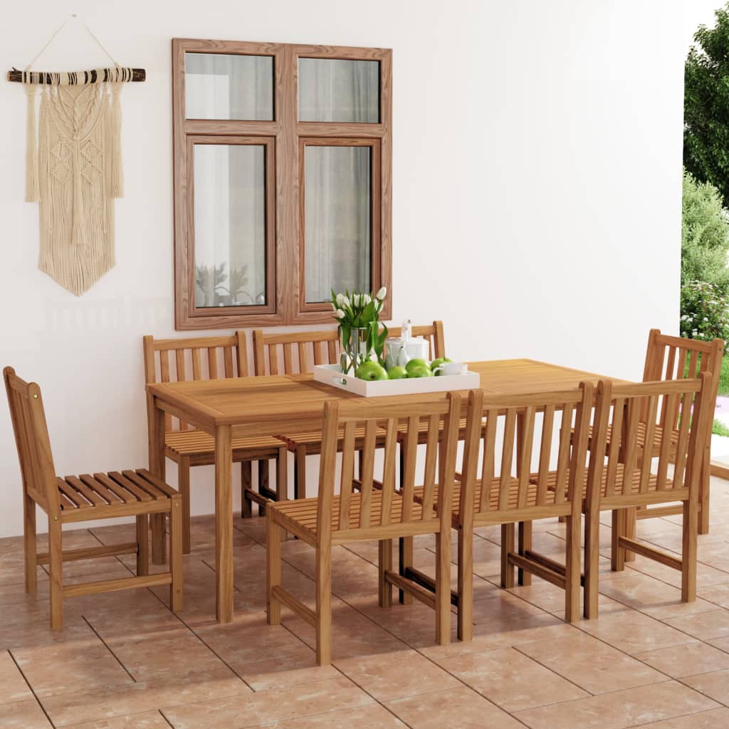 vidaXL 7-teiliges Garten-Ess-Set 180 x 90 cm Massivholz Teak