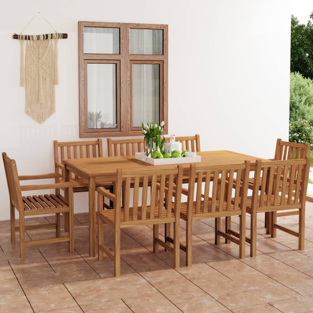 vidaXL 7-tlg. Garten-Essgruppe Massivholz Teak