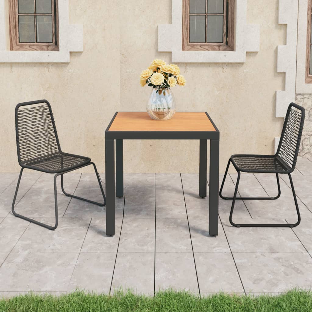 vidaXL 3-tlg. Garten-Essgruppe PVC Rattan Schwarz