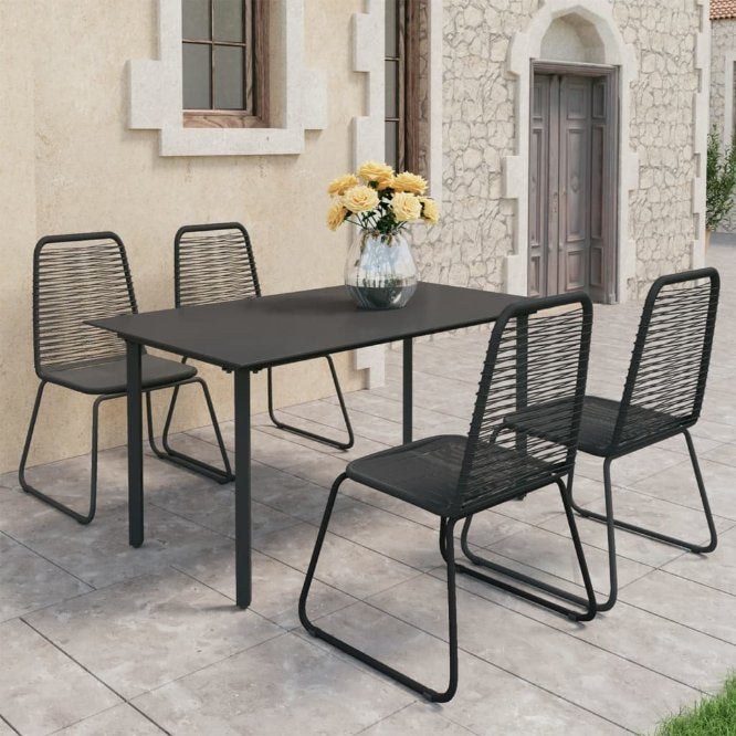 vidaXL 3-tlg. Garten-Essgruppe PVC Rattan Schwarz