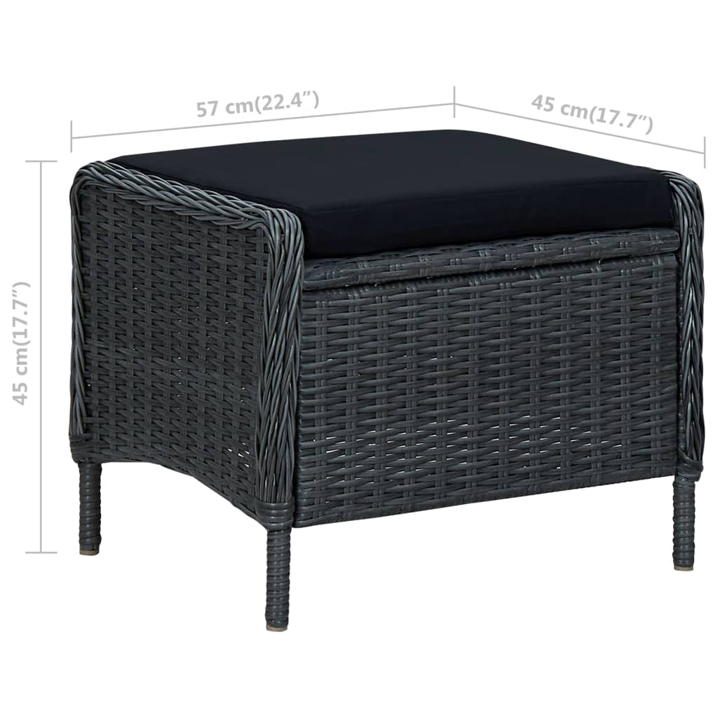vidaXL 2-tlg. Garten-Lounge-Set mit Auflagen Poly Rattan Dunkelgrau