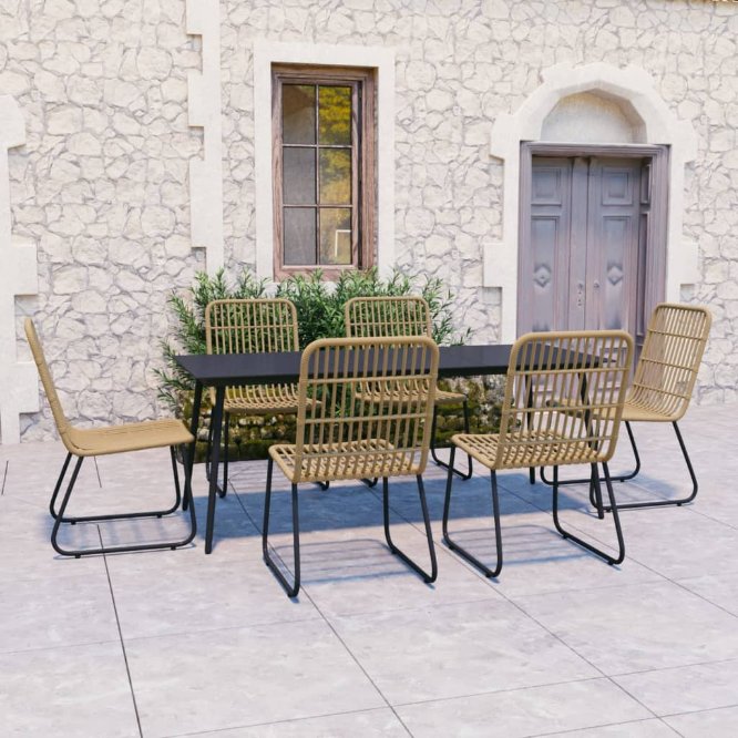 vidaXL 3-tlg. Garten-Essgruppe Poly Rattan und Glas
