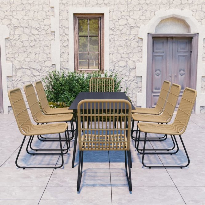 vidaXL 3-tlg. Garten-Essgruppe Poly Rattan und Glas