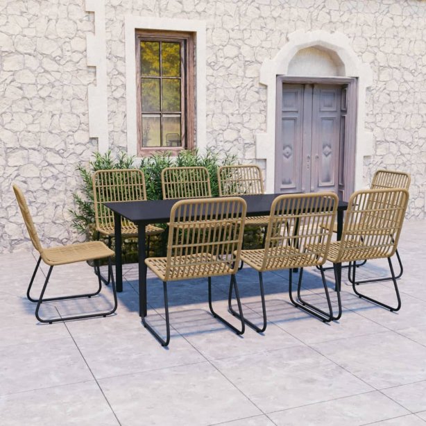 vidaXL 3-tlg. Garten-Essgruppe Poly Rattan und Glas
