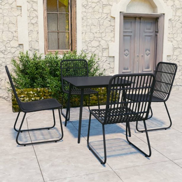 vidaXL 3-tlg. Garten-Essgruppe Poly Rattan und Glas