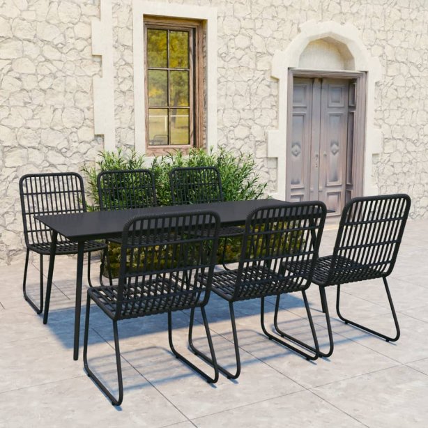 vidaXL 3-tlg. Garten-Essgruppe Poly Rattan und Glas