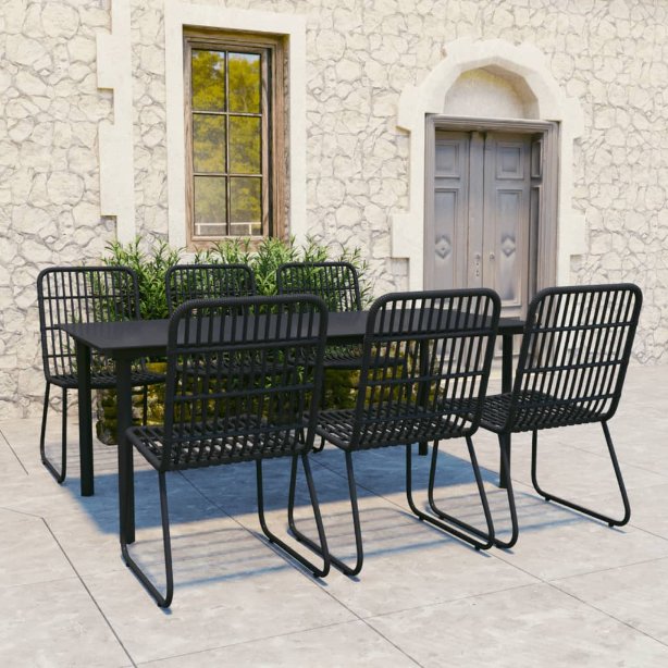 vidaXL 3-tlg. Garten-Essgruppe Poly Rattan und Glas