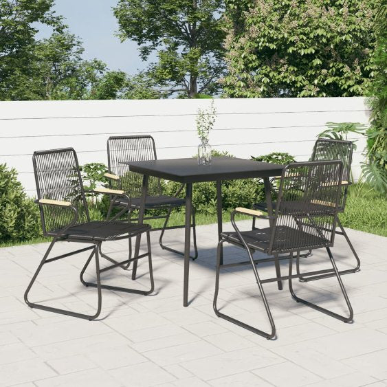 vidaXL 3-tlg. Garten-Essgruppe Schwarz PVC Rattan