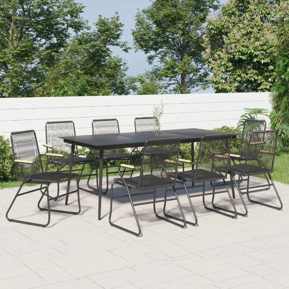 vidaXL 7-tlg. Garten-Essgruppe Schwarz PVC-Rattan