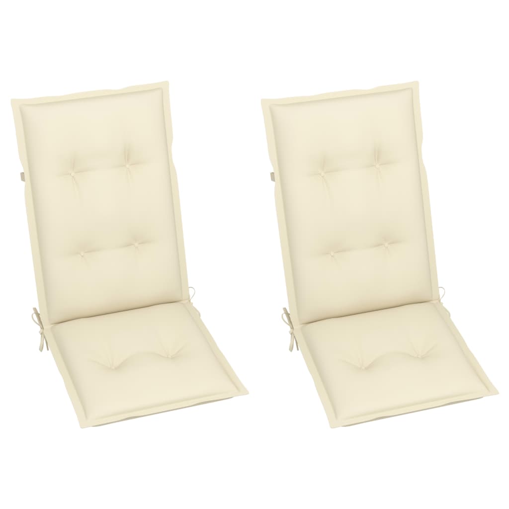 vidaXL Gartenstühle 2 Stk. mit Cremeweißen Auflagen Massivholz Teak