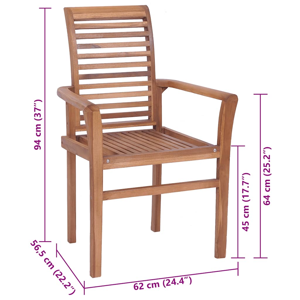 vidaXL Essstühle 2 Stk. mit Anthrazit Kissen Massivholz Teak