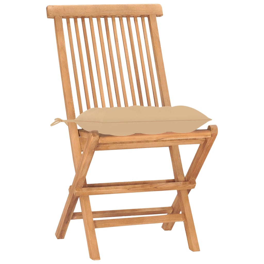 vidaXL 3-tlg. Garten-Essgruppe mit Kissen Klappbar Massivholz Teak