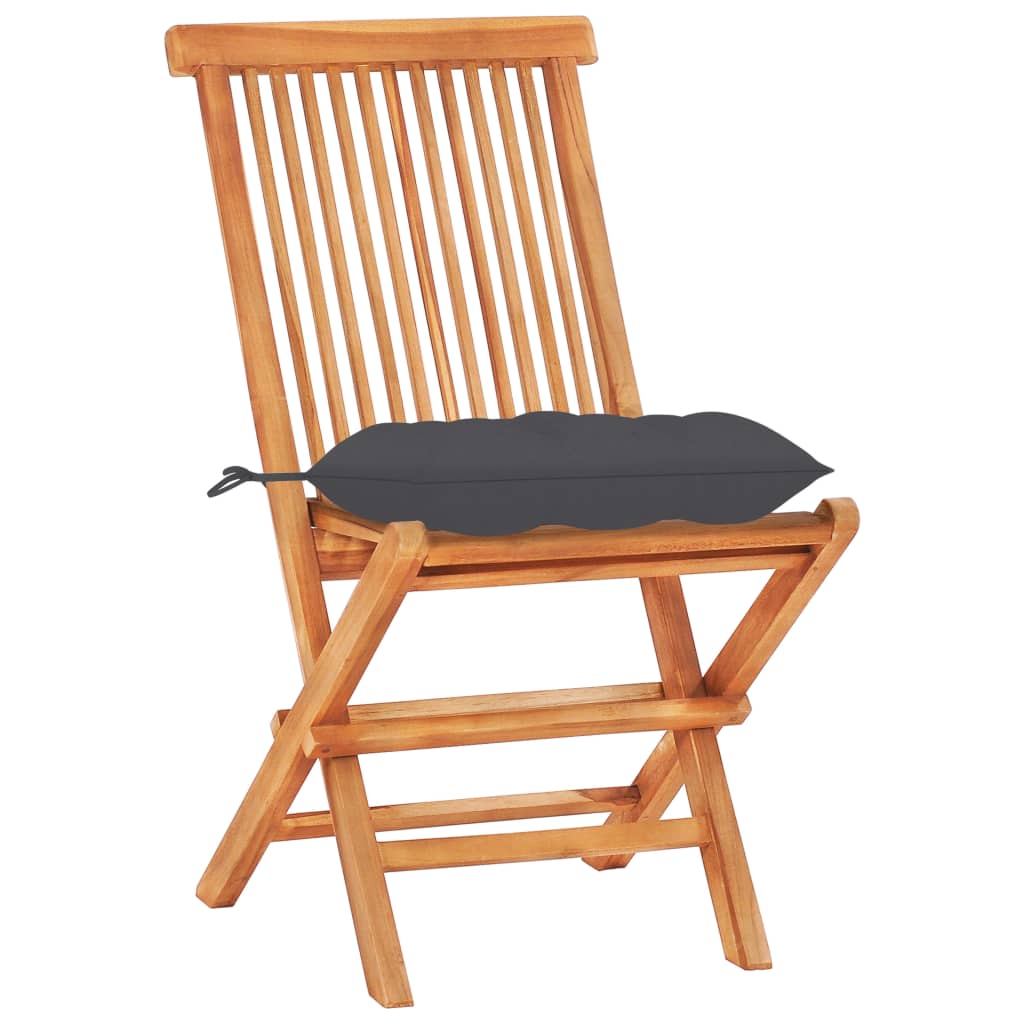 vidaXL 3-tlg. Bistro-Set mit Anthrazit Kissen Massivholz Teak