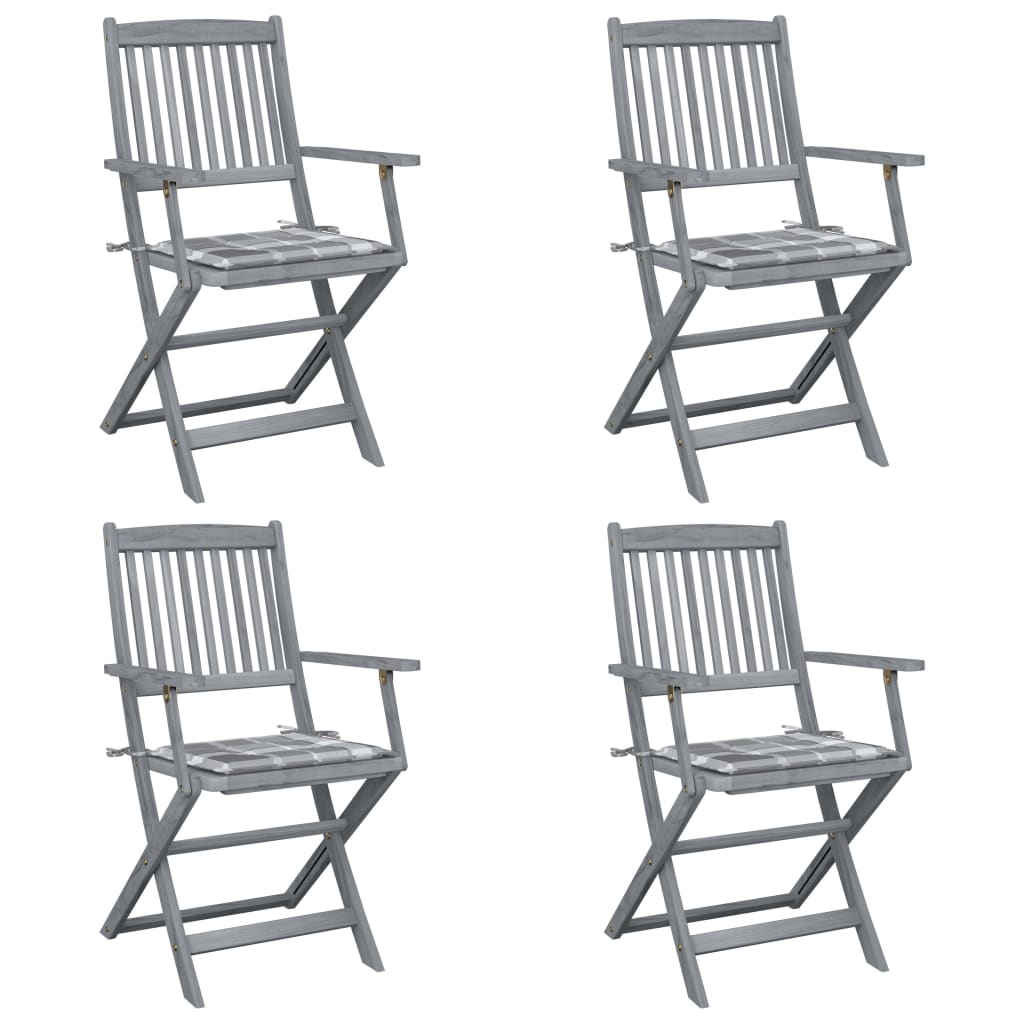 vidaXL Klappbare Gartenstühle 2 Stk. mit Sitzkissen Massivholz Akazie