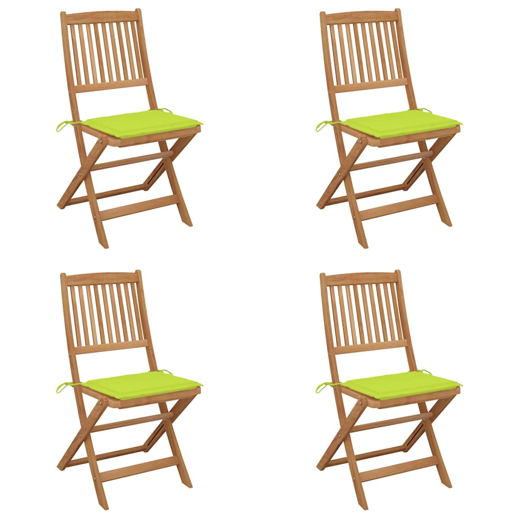 vidaXL Klappbare Gartenstühle 2 Stk. mit Kissen Massivholz Akazie