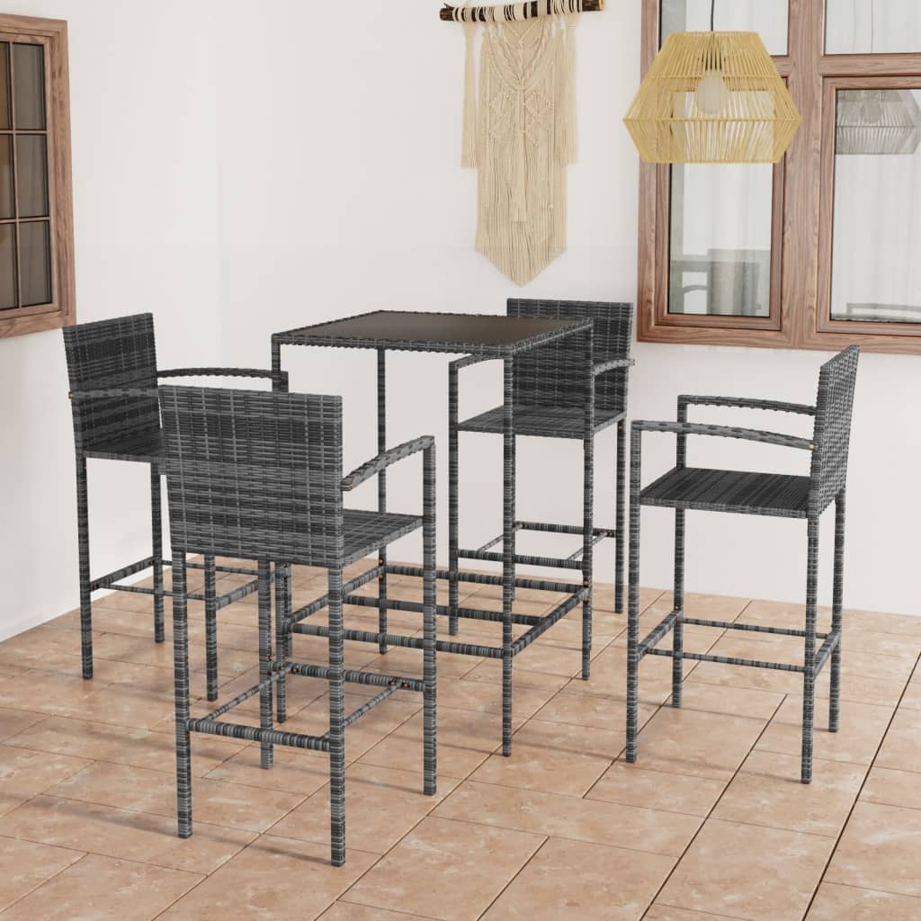 vidaXL 3-tlg. Gartenbar-Set Poly Rattan Braun