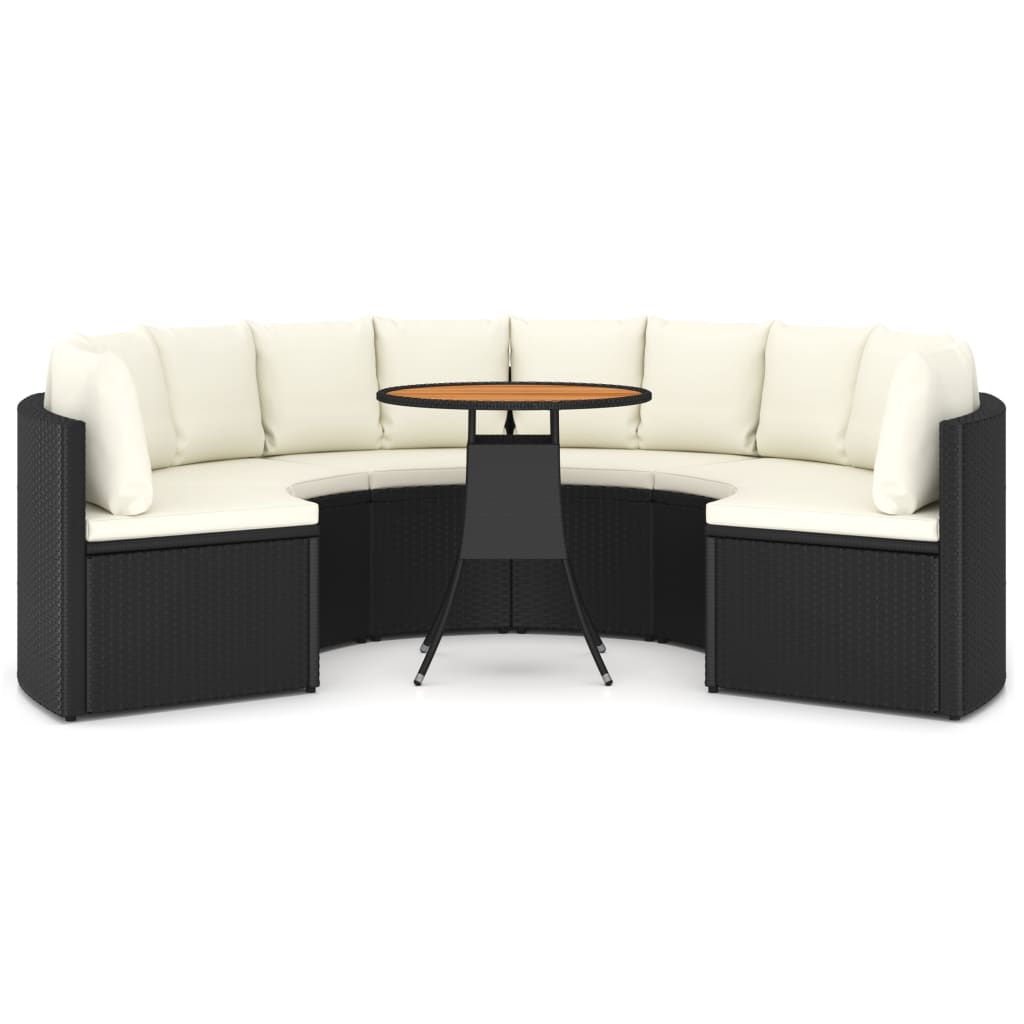 vidaXL 7-tlg. Garten-Sofagarnitur mit Auflagen Poly Rattan Schwarz