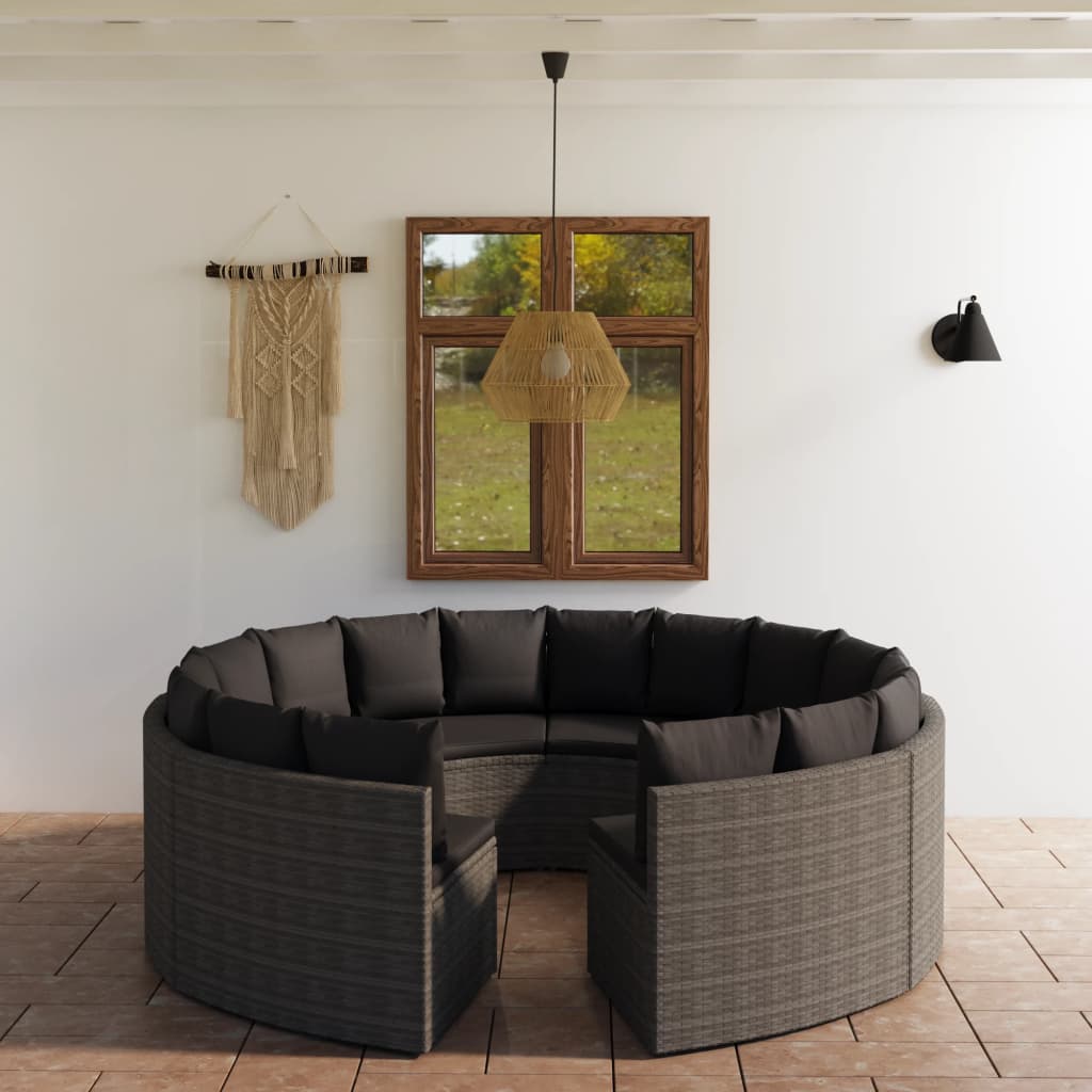 vidaXL 6-tlg. Garten-Sofagarnitur mit Auflagen Poly Rattan Schwarz