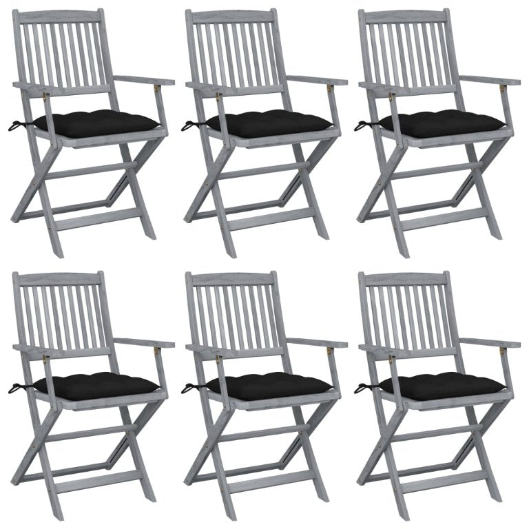 vidaXL Klappbare Gartenstühle 2 Stk. mit Kissen Massivholz Akazie