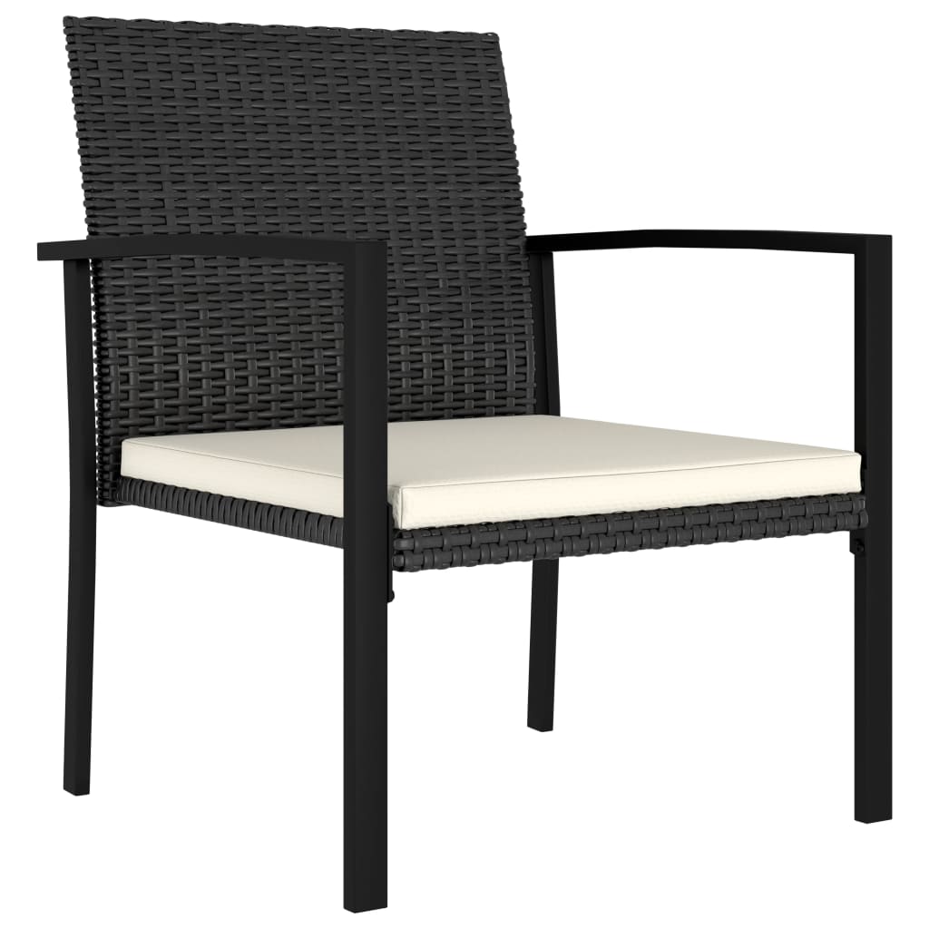 vidaXL 3-tlg. Garten-Essgruppe Poly Rattan Schwarz
