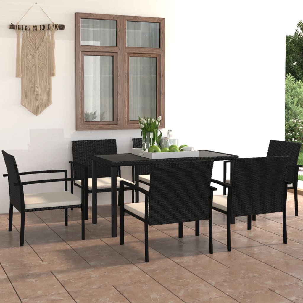 vidaXL 5-tlg. Garten-Essgruppe Poly Rattan Schwarz