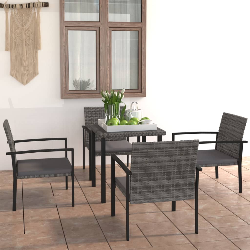 vidaXL 3-tlg. Garten-Essgruppe Poly Rattan Schwarz