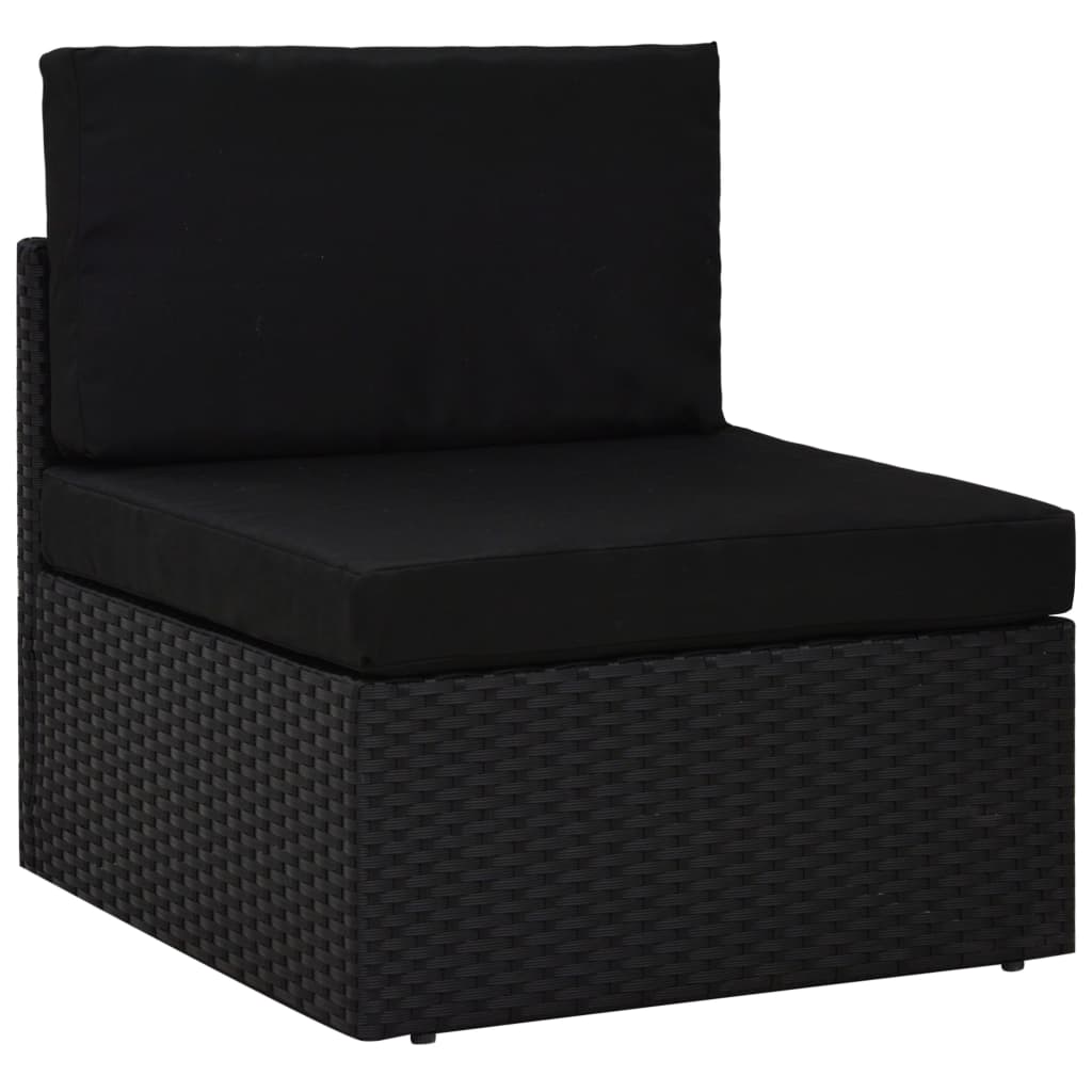 vidaXL 4-tlg. Garten-Lounge-Set mit Kissen Schwarz Poly Rattan