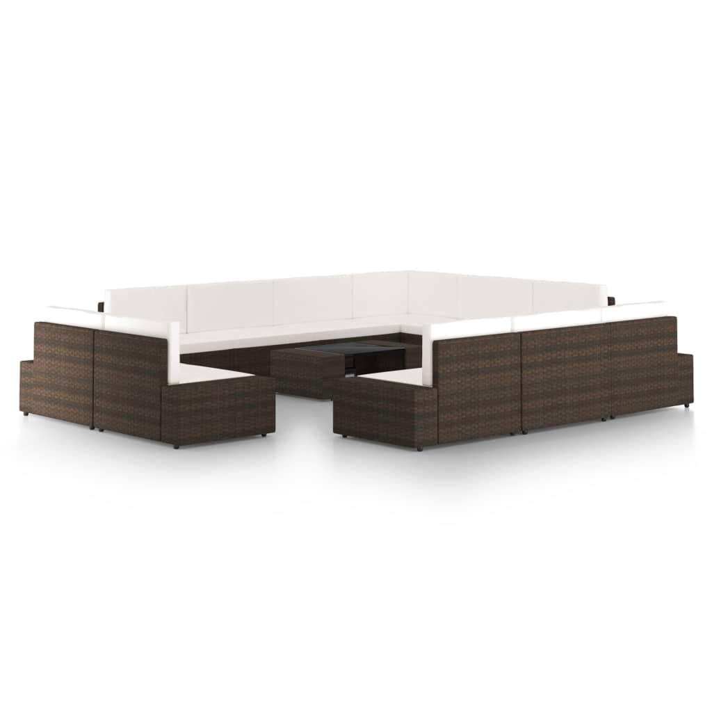 vidaXL 4-tlg. Garten-Lounge-Set mit Kissen Braun Poly Rattan