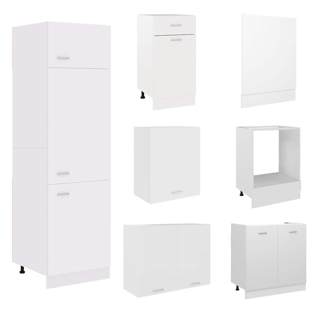 vidaXL 7-tlg. Küchenzeile Lyon Weiß Holzwerkstoff