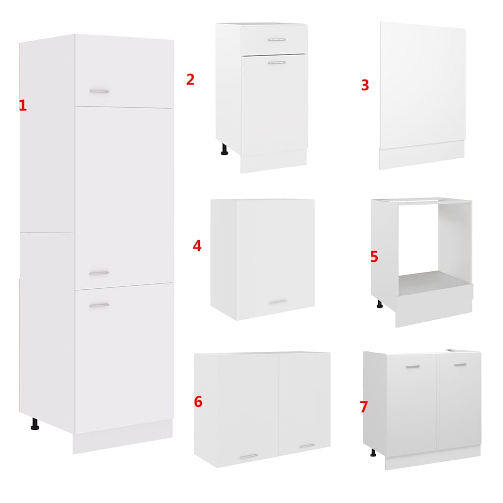 vidaXL 7-tlg. Küchenzeile Lyon Weiß Holzwerkstoff