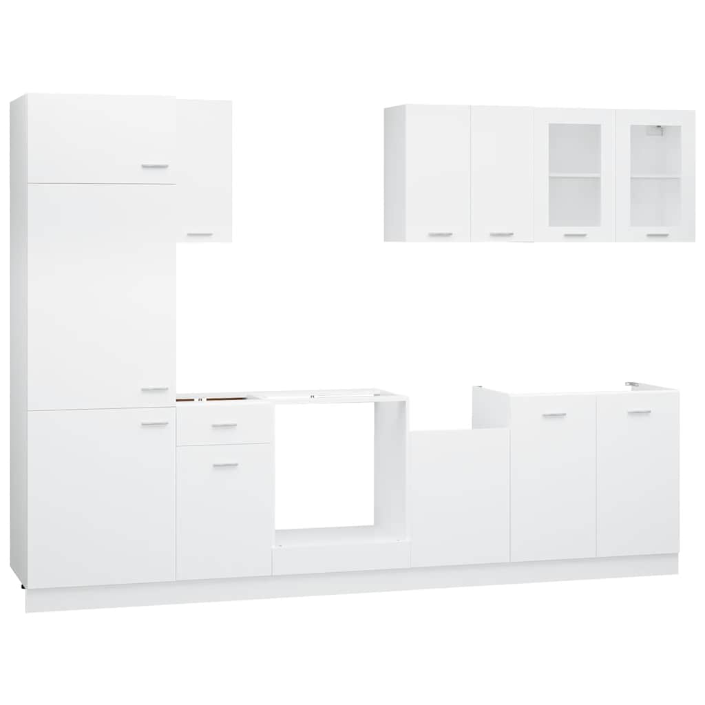 vidaXL 8-tlg. Küchenzeile Lyon Weiß Holzwerkstoff