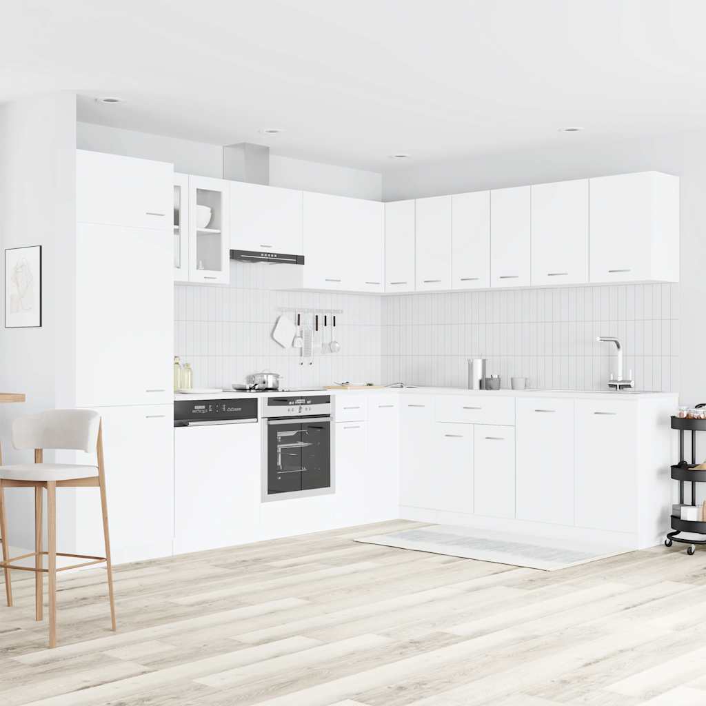 vidaXL 14-tlg. Küchenzeile Lyon Weiß Holzwerkstoff