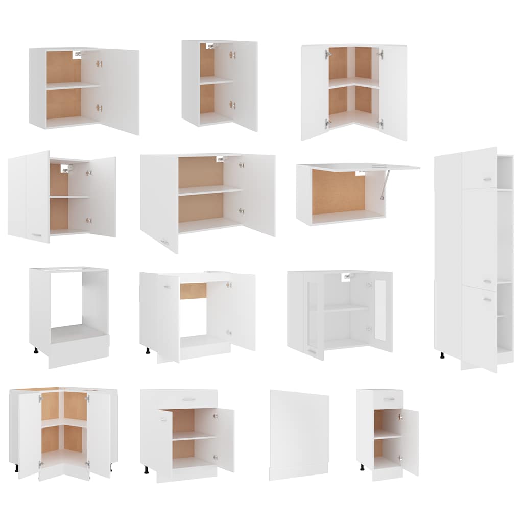 vidaXL 14-tlg. Küchenzeile Lyon Weiß Holzwerkstoff