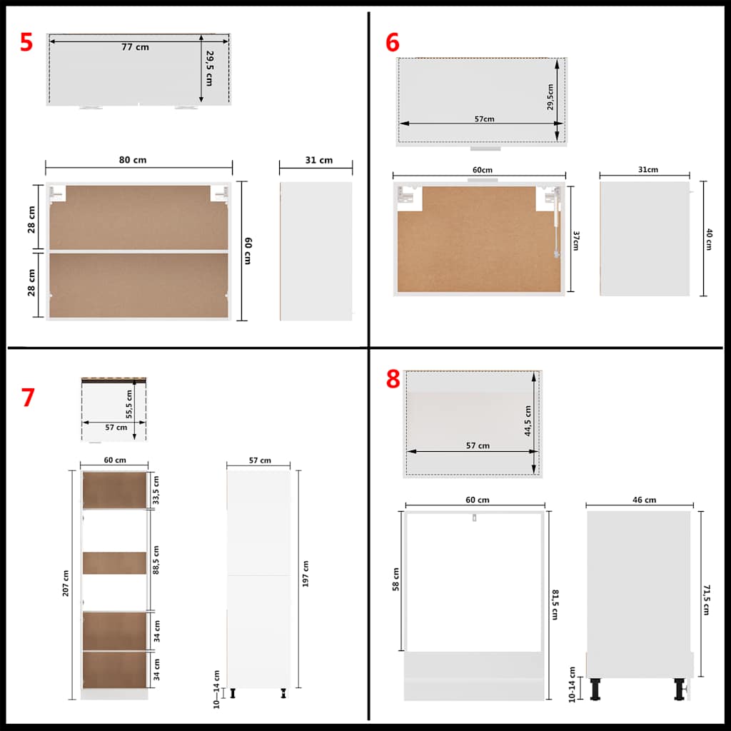 vidaXL 14-tlg. Küchenzeile Lyon Weiß Holzwerkstoff