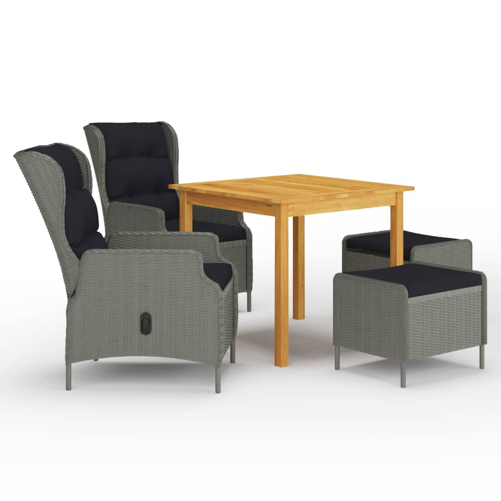 vidaXL 5-tlg. Garten-Essgruppe Dunkelgrau