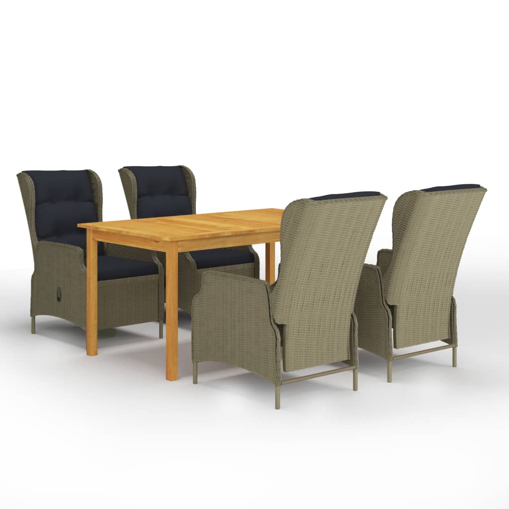 vidaXL 5-tlg. Garten-Essgruppe Dunkelgrau