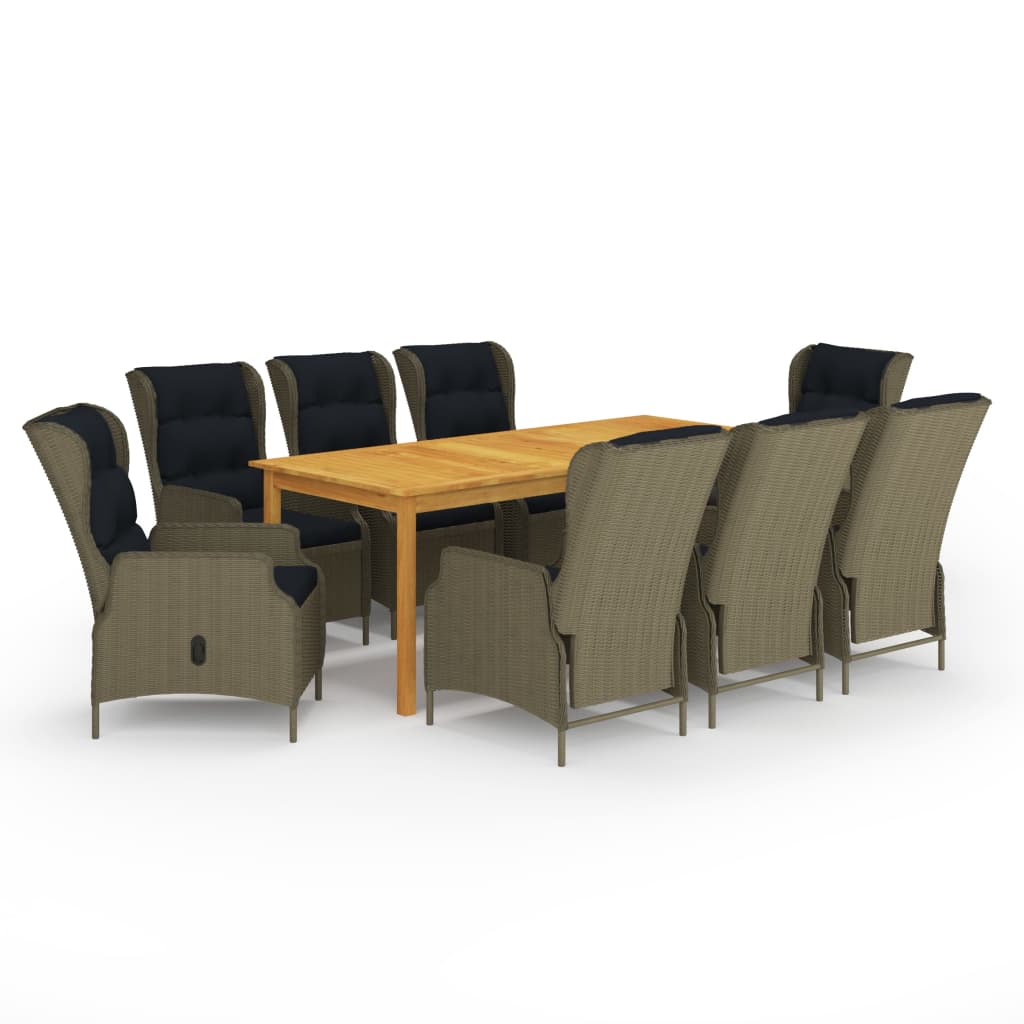 vidaXL 7-tlg. Garten-Essgruppe Dunkelgrau