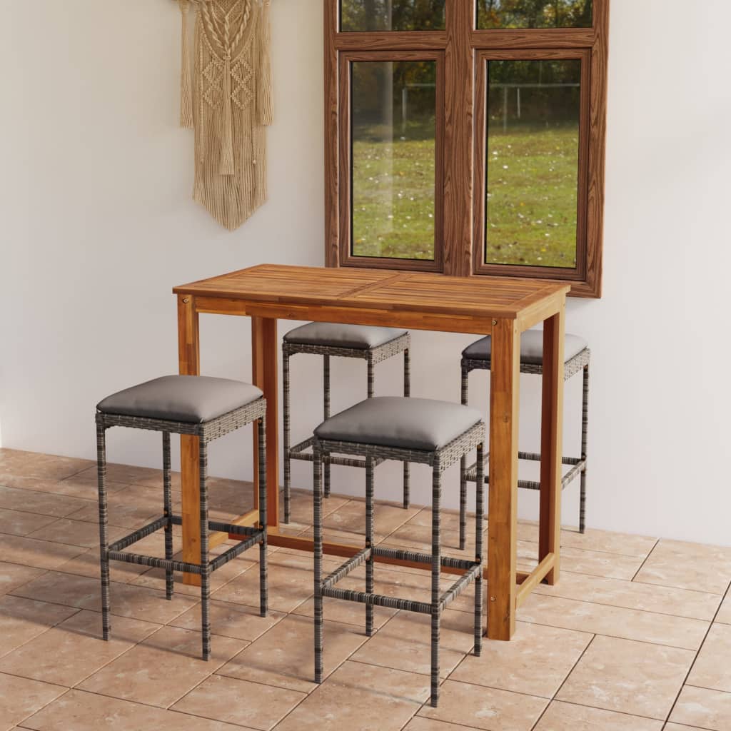 vidaXL 5-tlg. Gartenbar-Set mit Kissen Braun