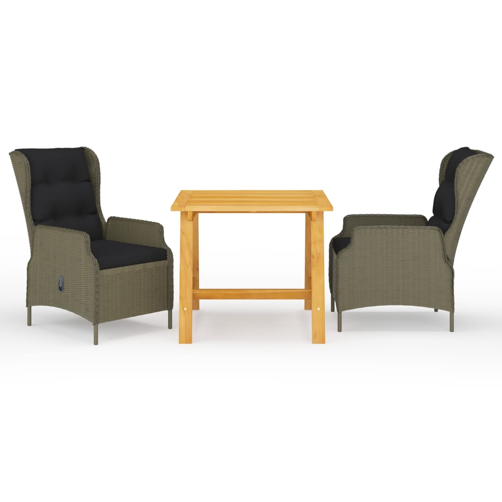 vidaXL 3-tlg. Garten-Essgruppe Dunkelgrau