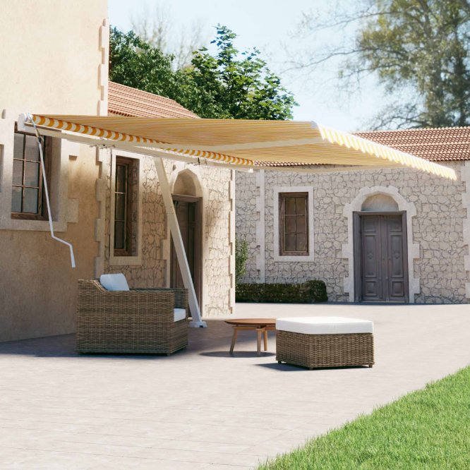 vidaXL Standmarkise Manuell Einziehbar 300x250 cm Blau/Weiß